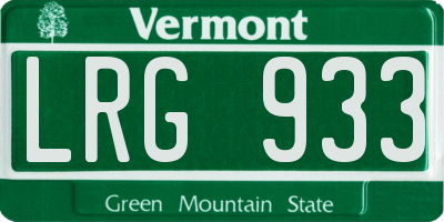 VT license plate LRG933
