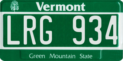 VT license plate LRG934
