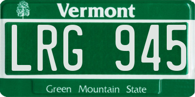 VT license plate LRG945