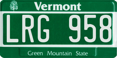 VT license plate LRG958