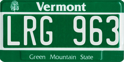 VT license plate LRG963