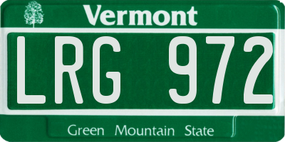 VT license plate LRG972