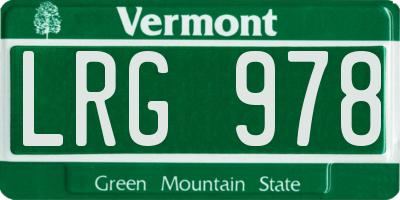 VT license plate LRG978