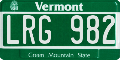 VT license plate LRG982