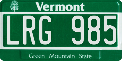 VT license plate LRG985