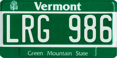 VT license plate LRG986