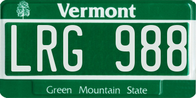 VT license plate LRG988