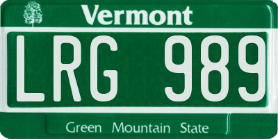 VT license plate LRG989