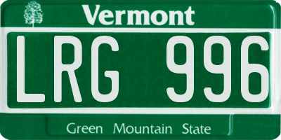 VT license plate LRG996