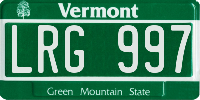 VT license plate LRG997