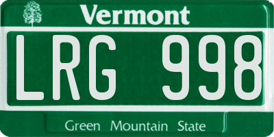 VT license plate LRG998