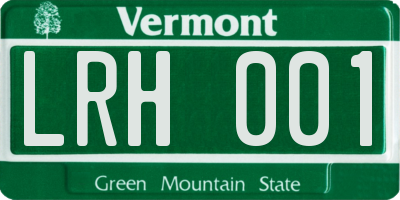 VT license plate LRH001