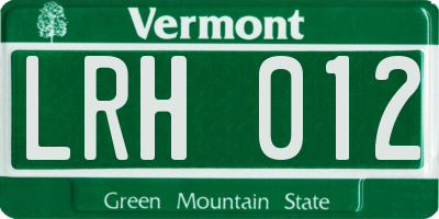 VT license plate LRH012