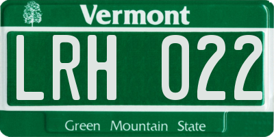 VT license plate LRH022