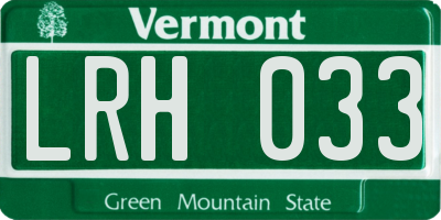 VT license plate LRH033