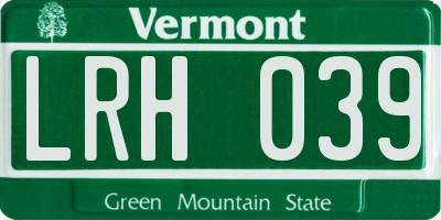 VT license plate LRH039