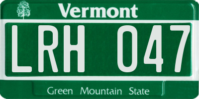 VT license plate LRH047