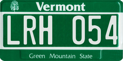 VT license plate LRH054