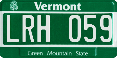 VT license plate LRH059