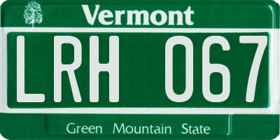 VT license plate LRH067