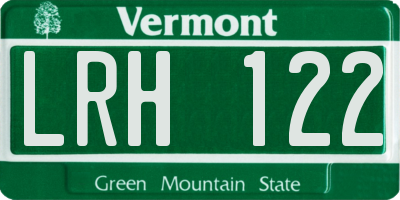 VT license plate LRH122