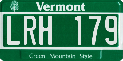 VT license plate LRH179