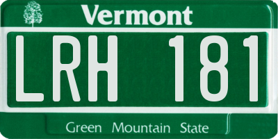 VT license plate LRH181