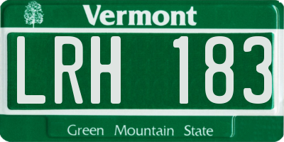 VT license plate LRH183