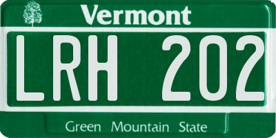 VT license plate LRH202
