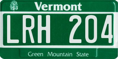 VT license plate LRH204