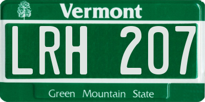 VT license plate LRH207