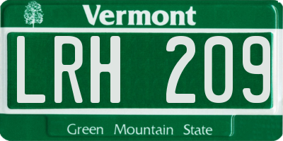 VT license plate LRH209