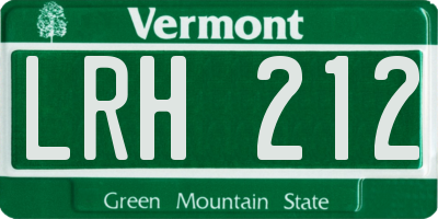 VT license plate LRH212