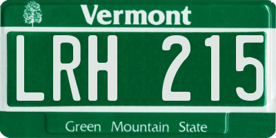 VT license plate LRH215