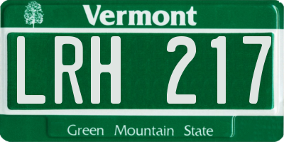 VT license plate LRH217