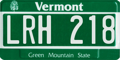 VT license plate LRH218