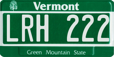 VT license plate LRH222