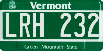 VT license plate LRH232