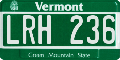 VT license plate LRH236