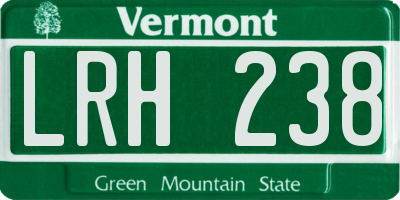 VT license plate LRH238