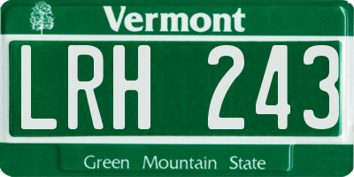 VT license plate LRH243