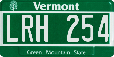 VT license plate LRH254
