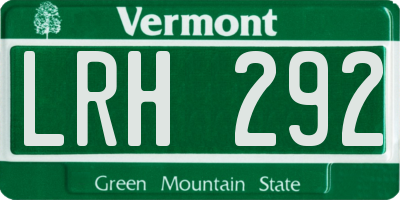 VT license plate LRH292