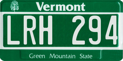 VT license plate LRH294