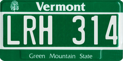 VT license plate LRH314