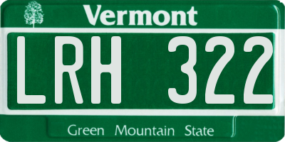 VT license plate LRH322