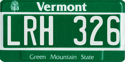 VT license plate LRH326