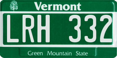 VT license plate LRH332
