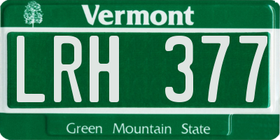 VT license plate LRH377