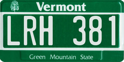 VT license plate LRH381